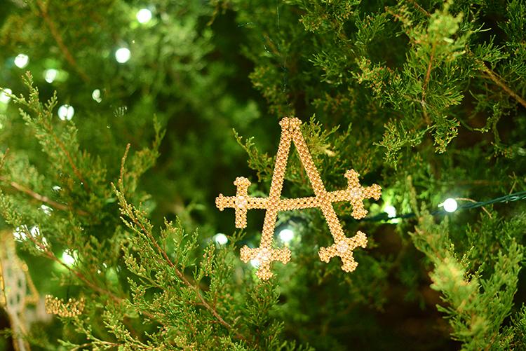 This Chrismons ornament is called, "In the Beginning was the Word" and is made up of the Greek letters alpha and lambda.