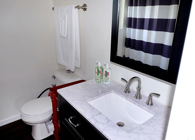 A surprisingly spacious bathroom is one of the many amenties of the CCSS tiny homes.