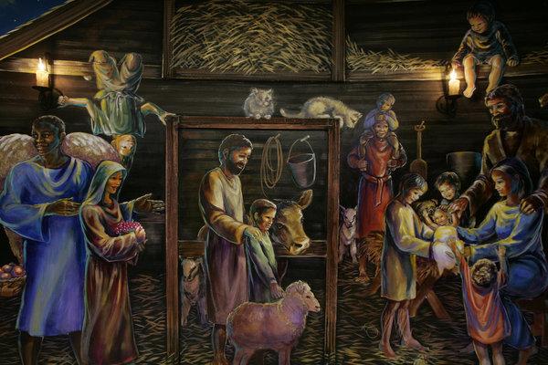 Rather than decorate the children's center with pop-culture images, church leaders chose to portray scenes from the Bible, hoping to  engage children in the gospel in a new way.