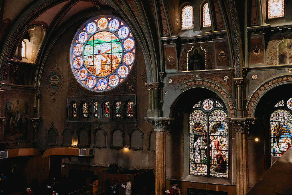 The Sankofa Peace window was the third rose window commissioned by the congregation.