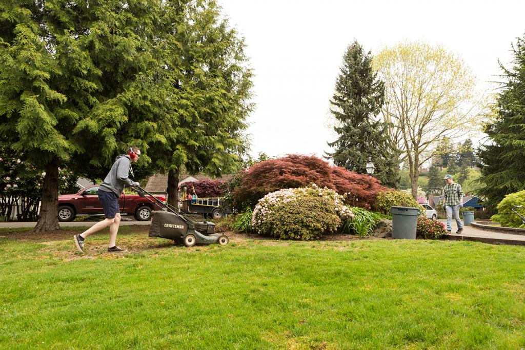 Trees, shrubs and landscaping all are in need of a trim after a record-setting wet winter in Vancouver, Washington. The lawncare business offers a needed service, and also a space where adults and teens can work together.