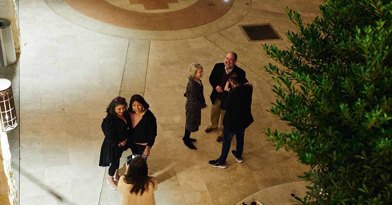 people in a courtyard