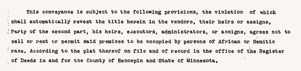 example of racial covenant used in Hennepin County