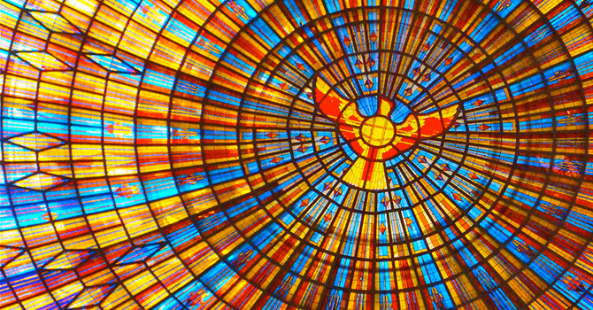 Stained glass Pentecost dove