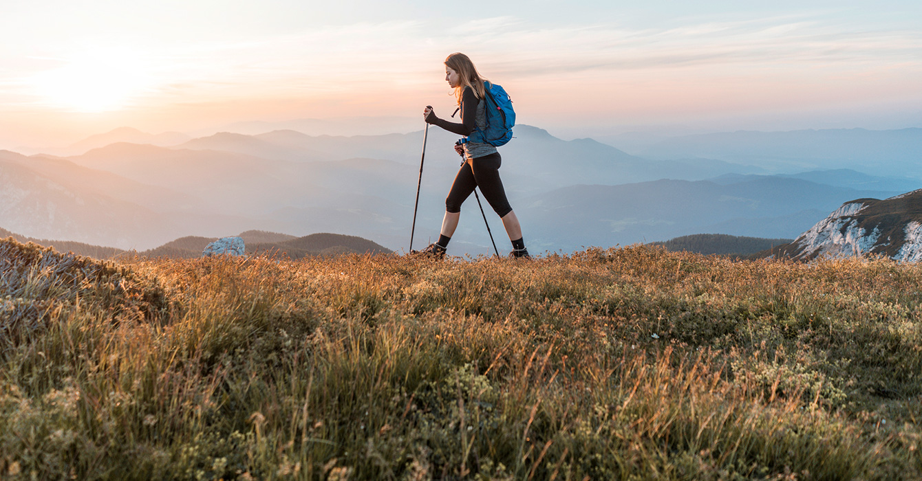 woman hiking in the mountains