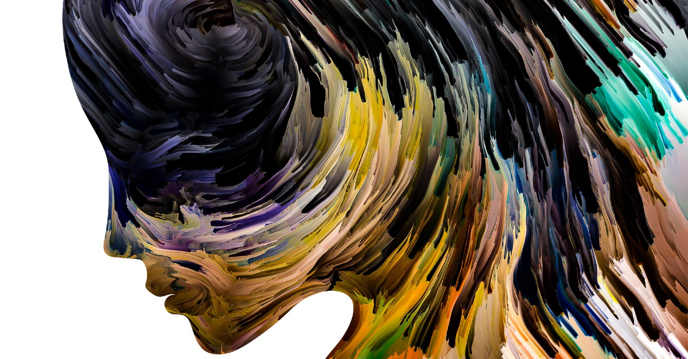 Multi-color illustration of a person's profile