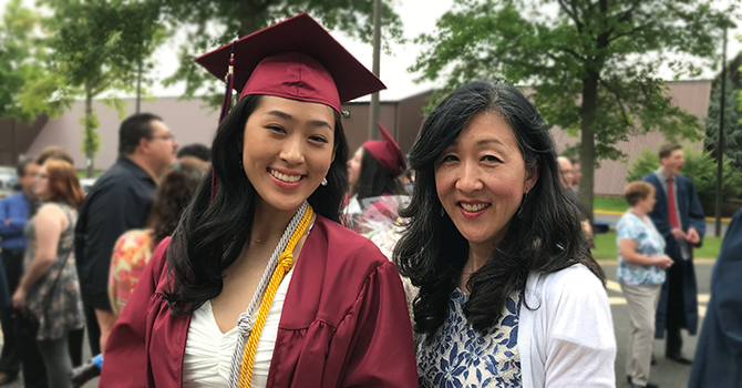 Parent and student at graduation
