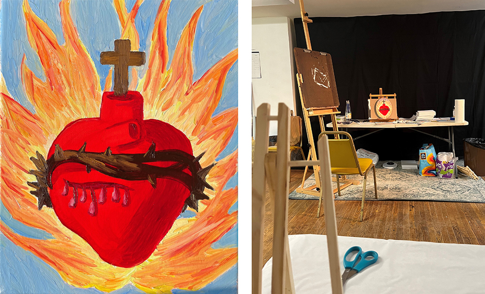 image of a painting of a heart and a workshop
