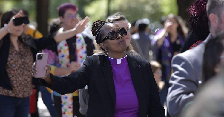 woman wearing priest collar