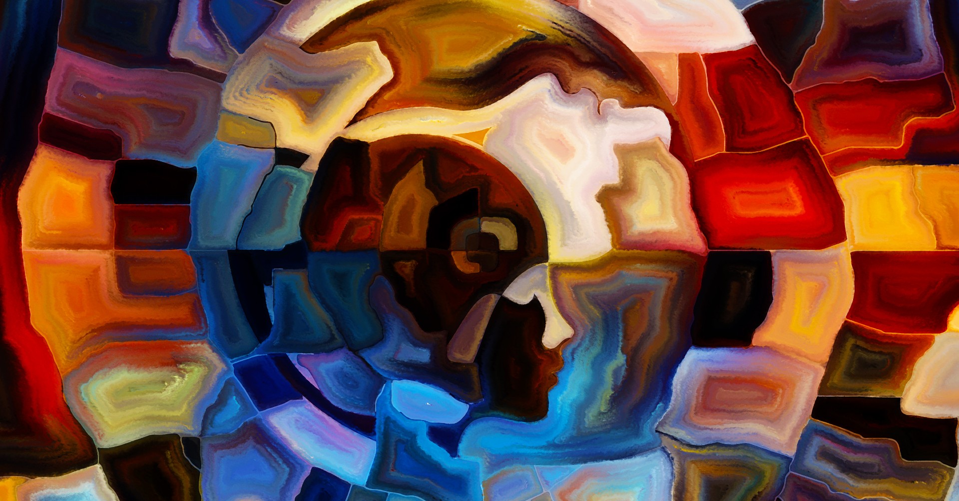 Colorful abstract image of a person in profile