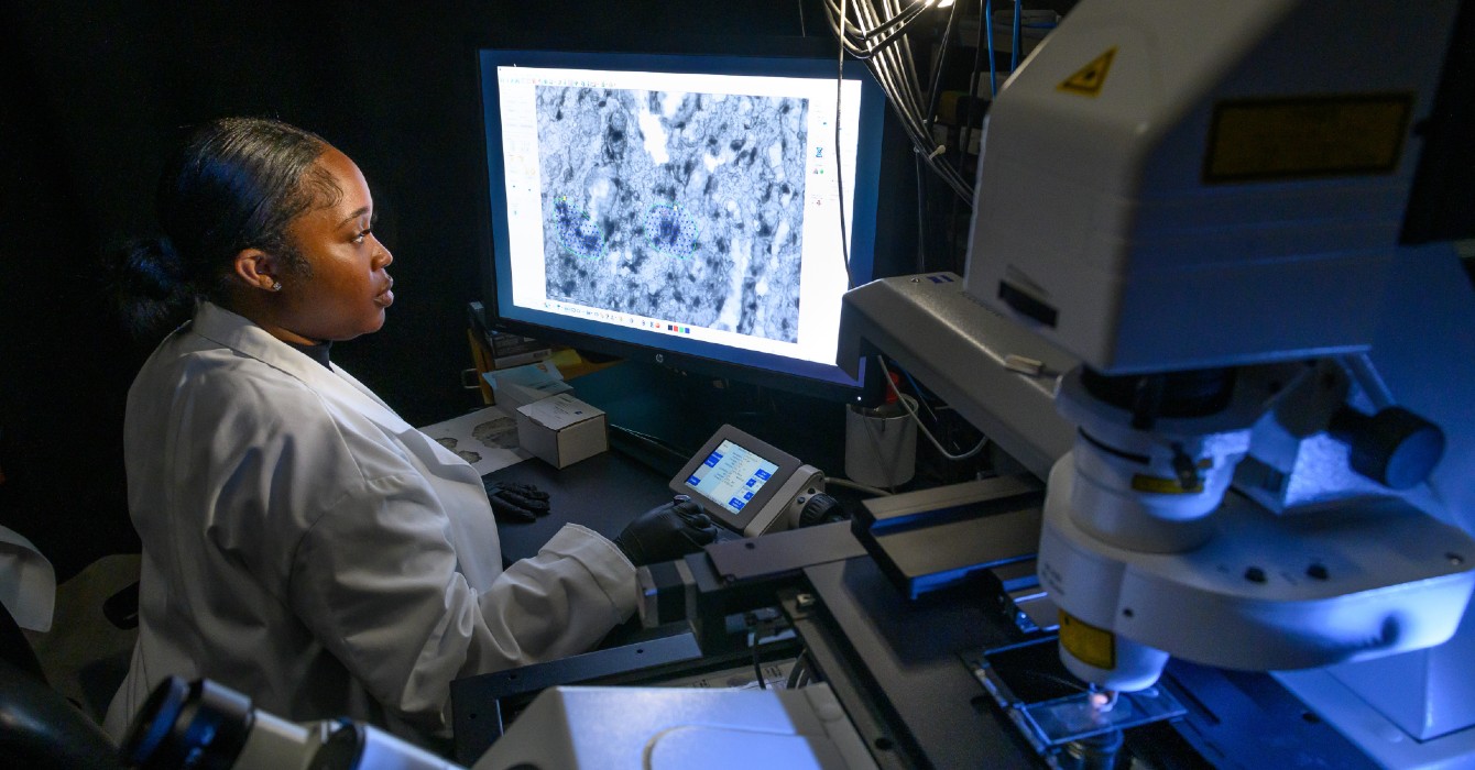 Photo of a scientist working in a lab