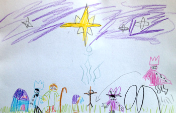 a child's nativity drawing