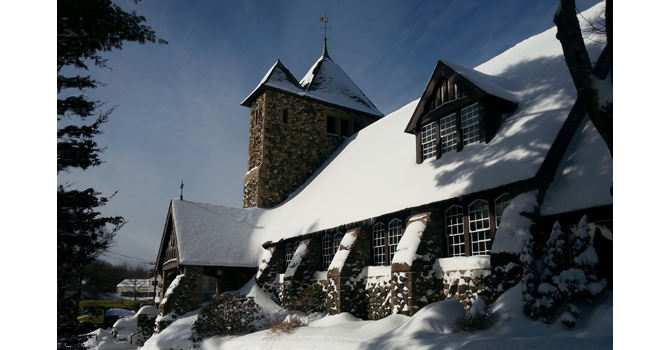 Church building in winter