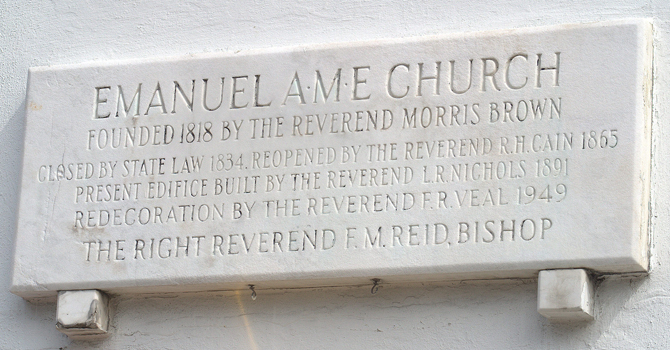 Plaque at the Emanuel AME Church
