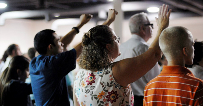 Worshippers at Grace Church, Cape Coral, Florida