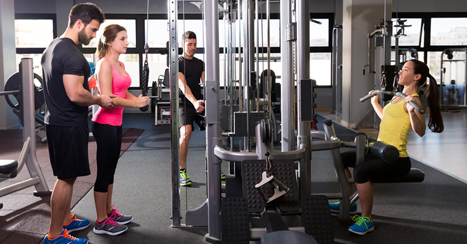 People working out in a gym