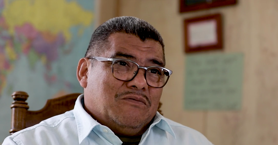 José Chicas talks to the camera in a screencap of the video, where he talks about his time living in sanctuary.